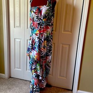 Asymmetrical midi dress with ruffles